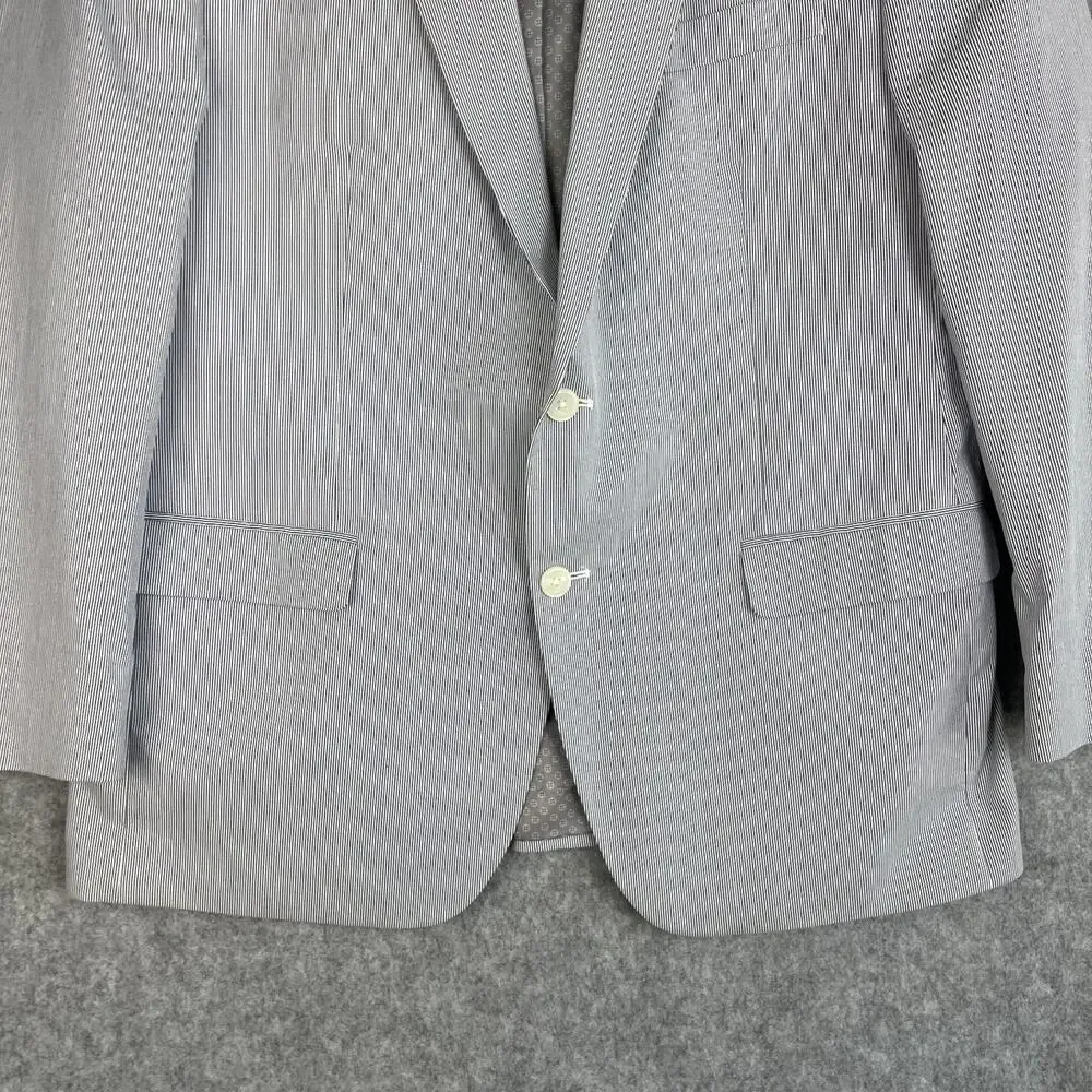 Chaps Ralph Lauren Blazer Mens 44R Blue Striped Cotton Nautical Coastal Preppy